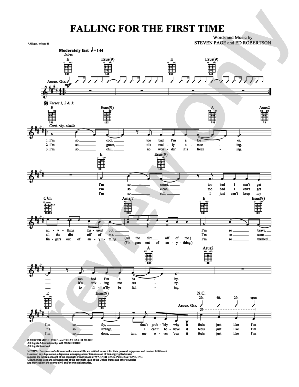 Falling for the First Time: Guitar TAB Digital Sheet Music