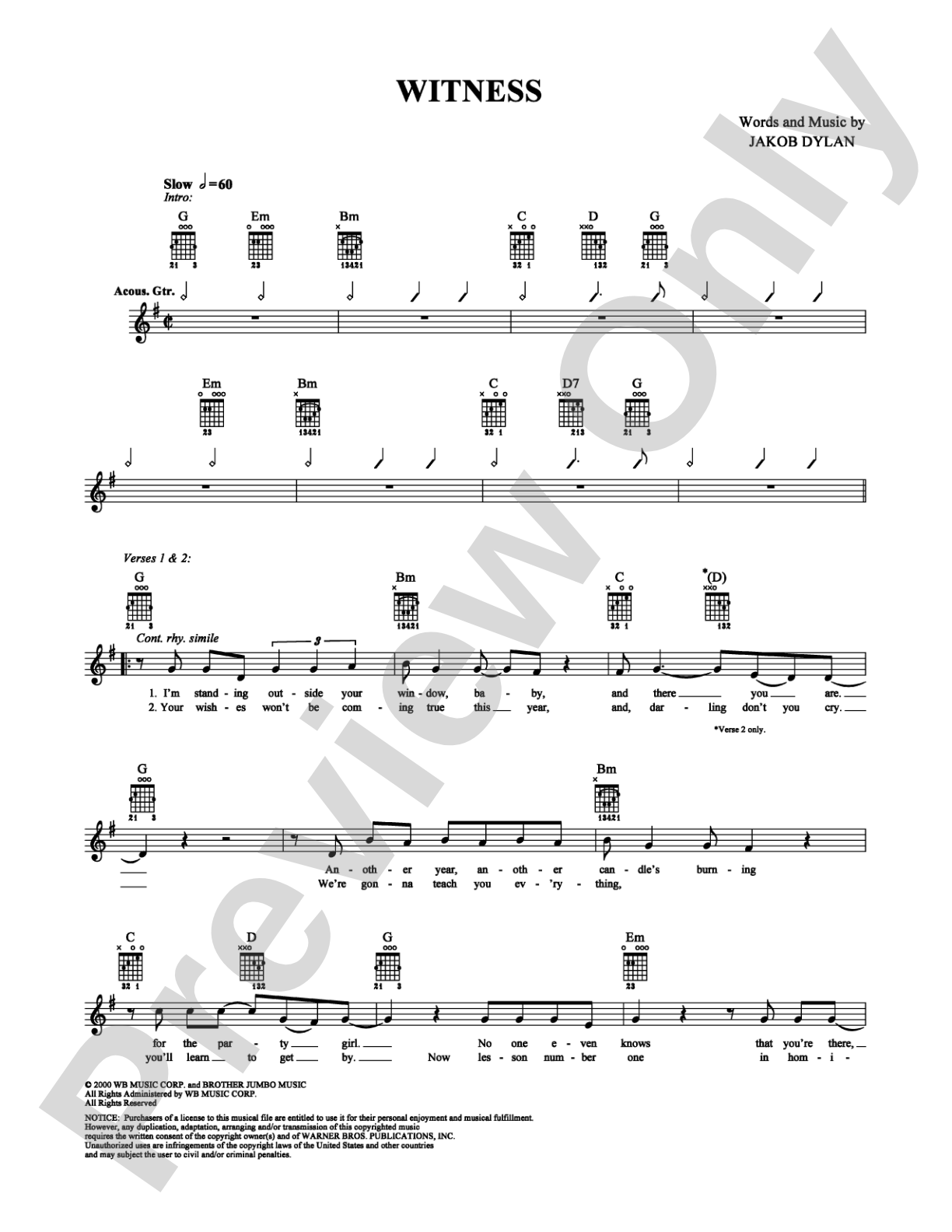 Witness: Guitar TAB Digital Sheet Music