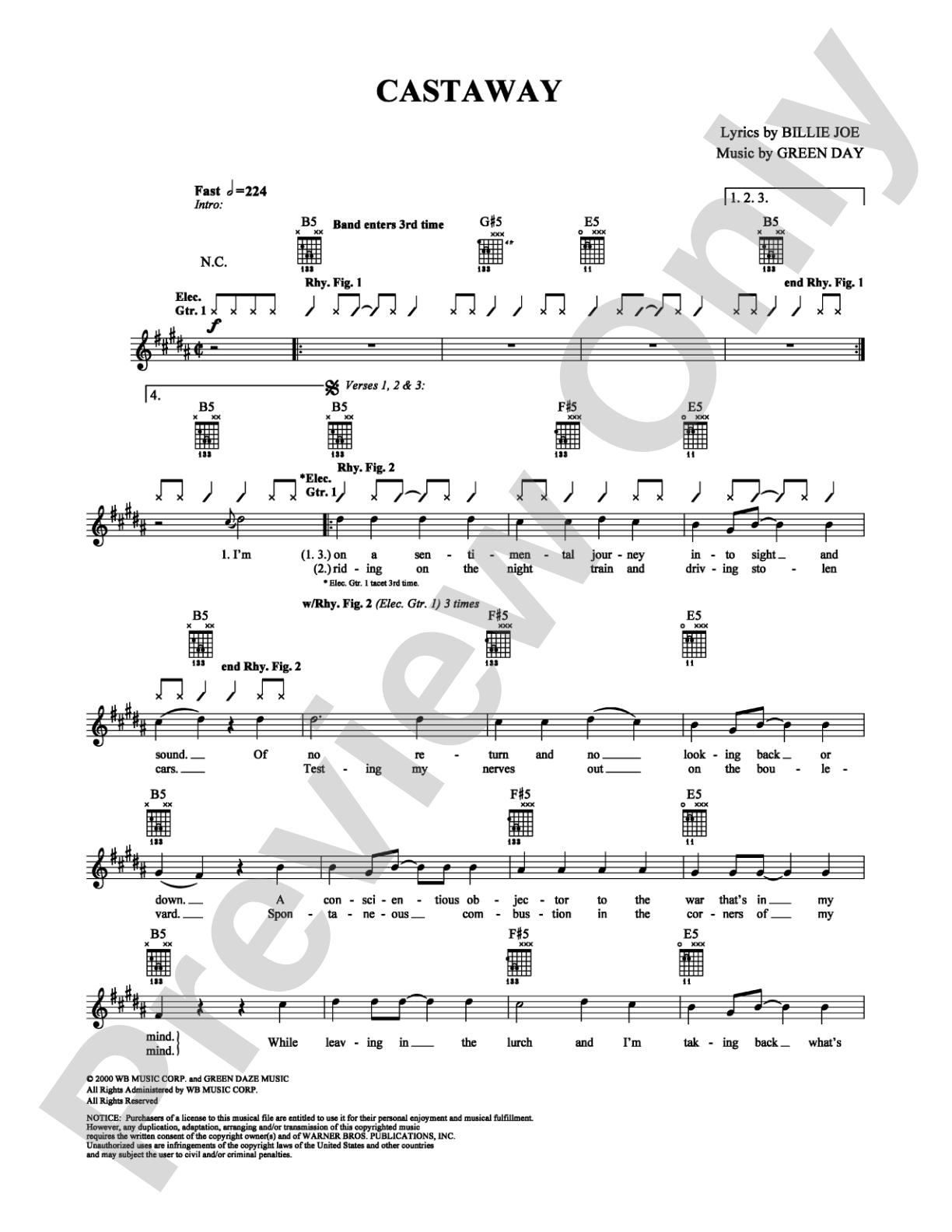 Castaway: Guitar TAB Digital Sheet Music