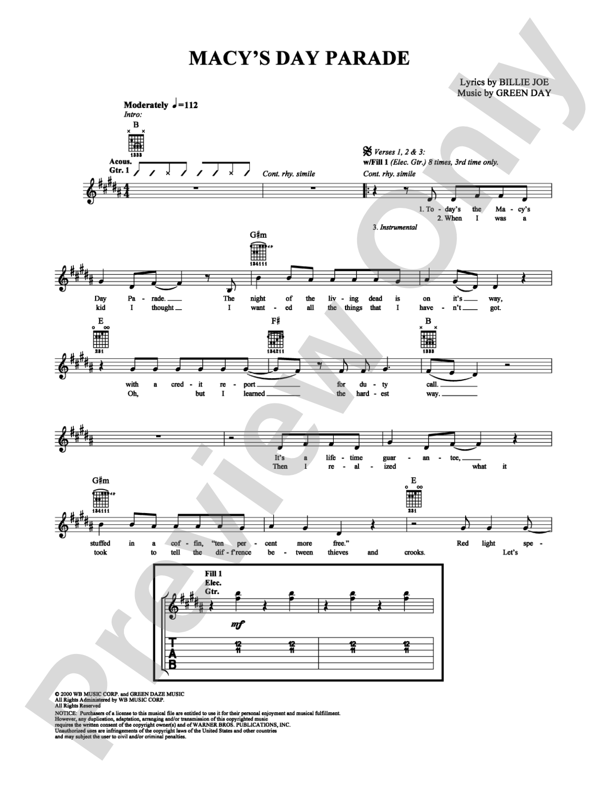 Macy's Day Parade: Guitar TAB Digital Sheet Music