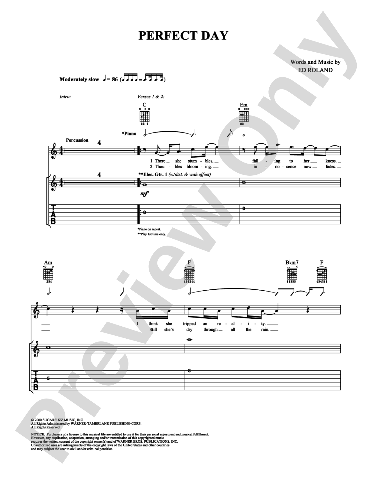 Perfect Day: Guitar TAB Digital Sheet Music