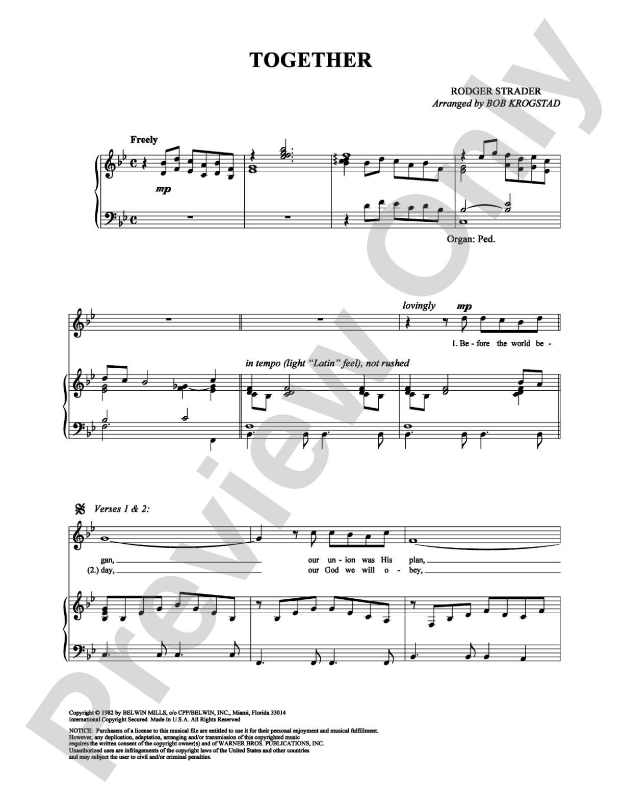 Together: Piano/Vocal/Chords Digital Sheet Music