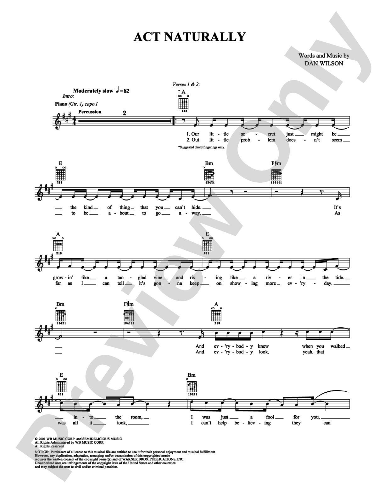 Act Naturally: Guitar TAB Digital Sheet Music
