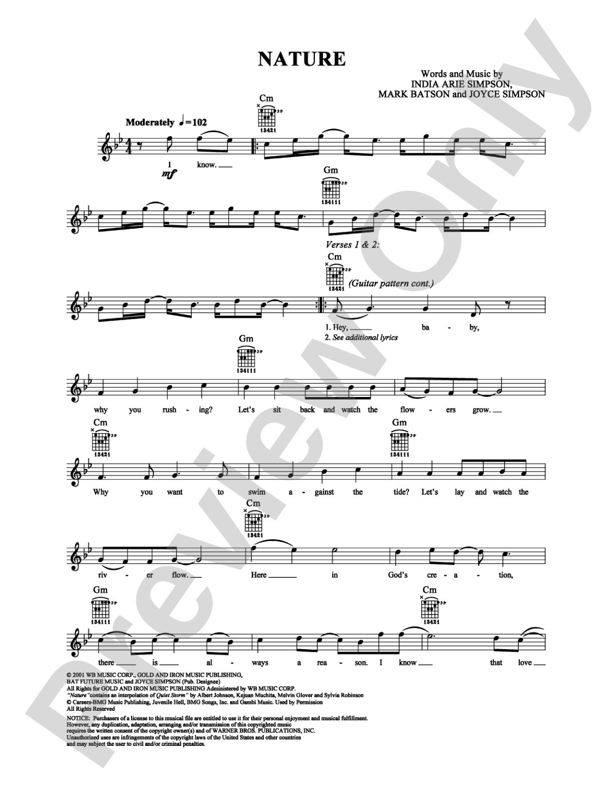 Nature: Easy Guitar Digital Sheet Music