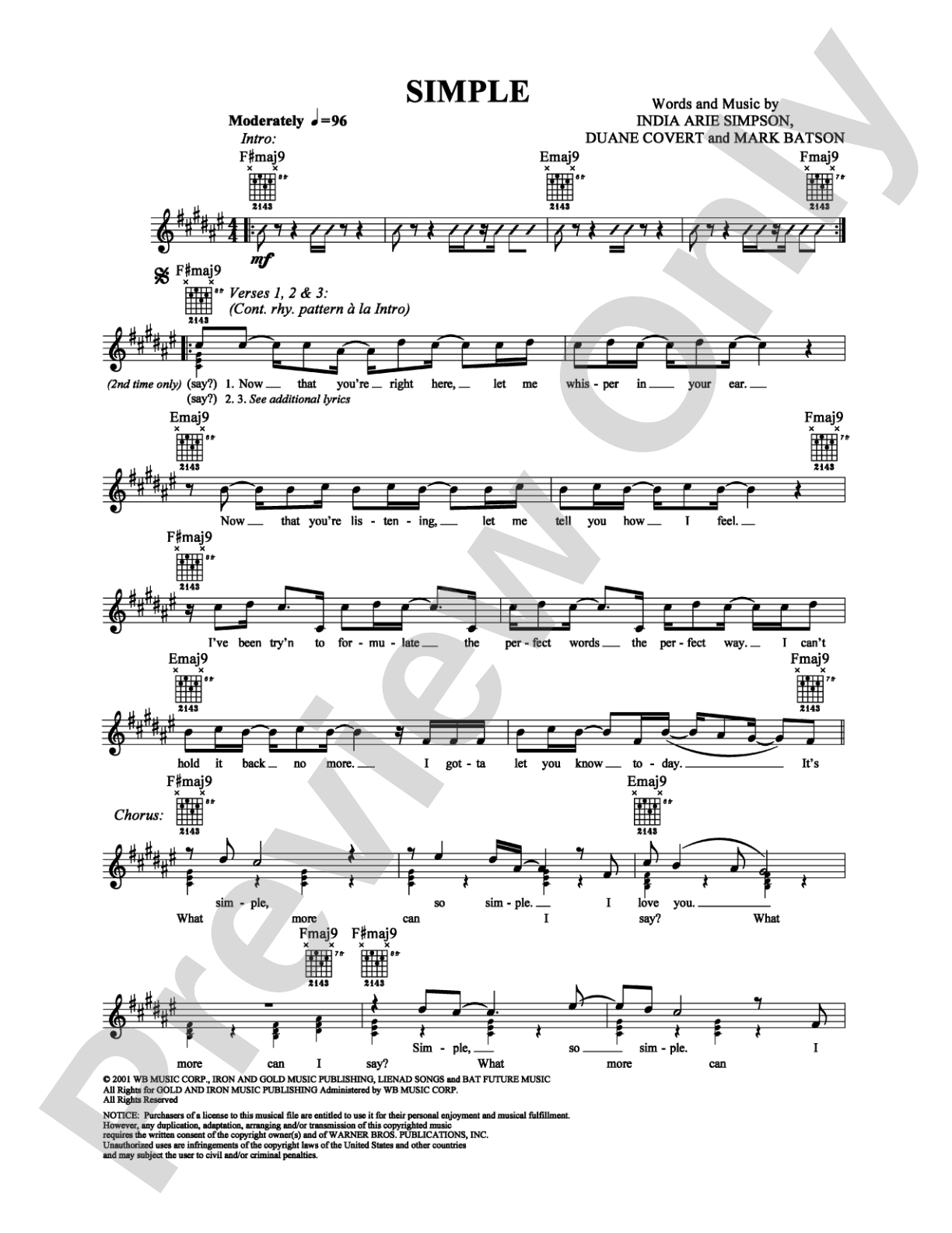 Simple: Easy Guitar Digital Sheet Music
