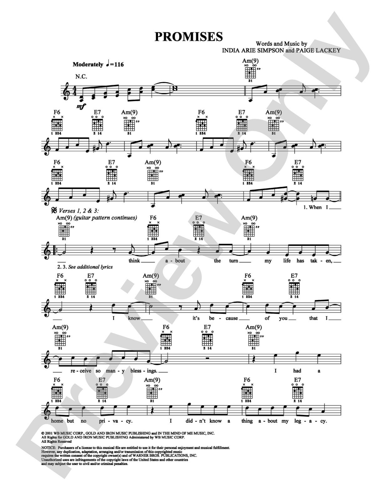 Promises: Easy Guitar Digital Sheet Music