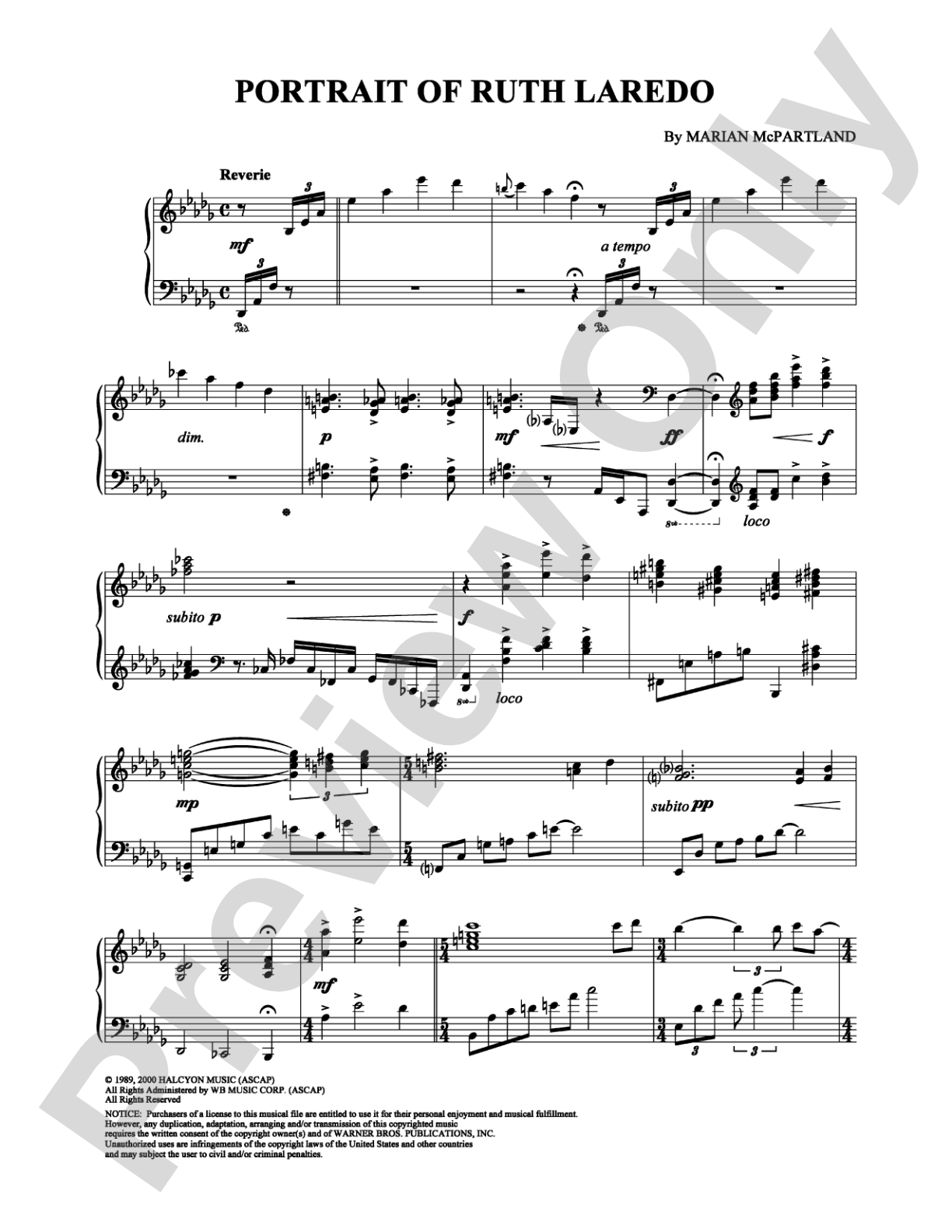 Portrait of Ruth Laredo: Piano Digital Sheet Music