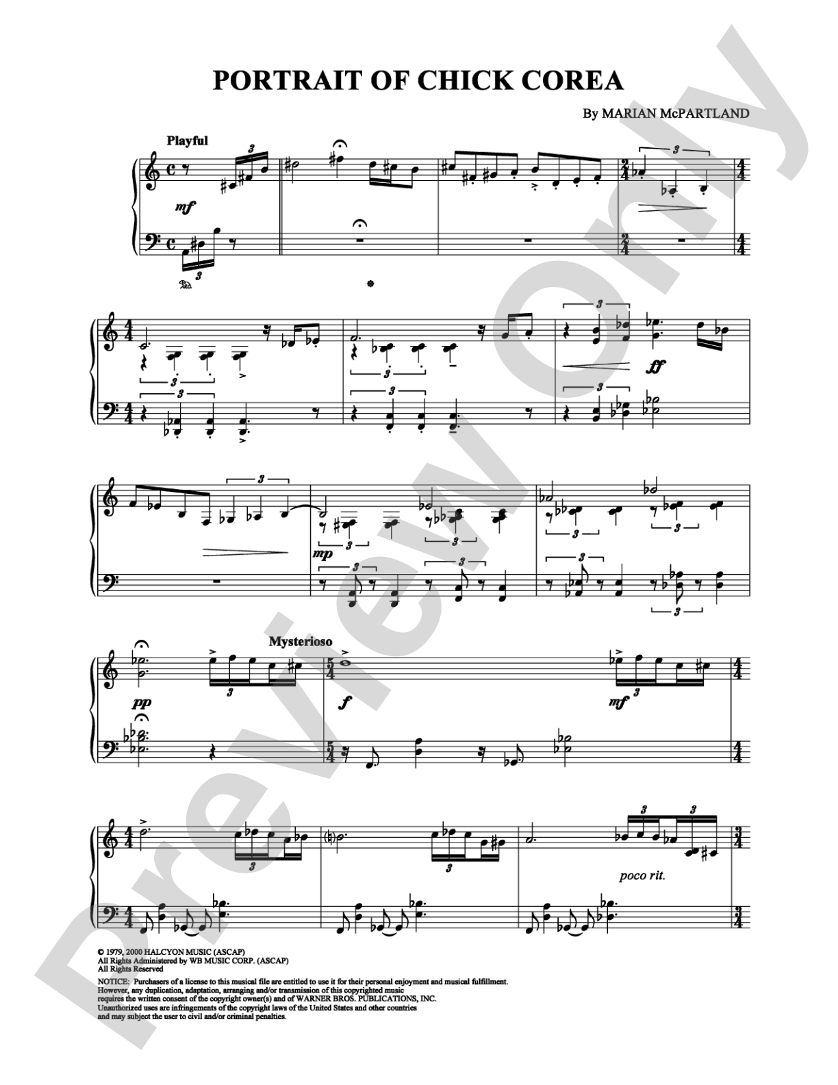 Portrait of Chick Corea: Piano Digital Sheet Music