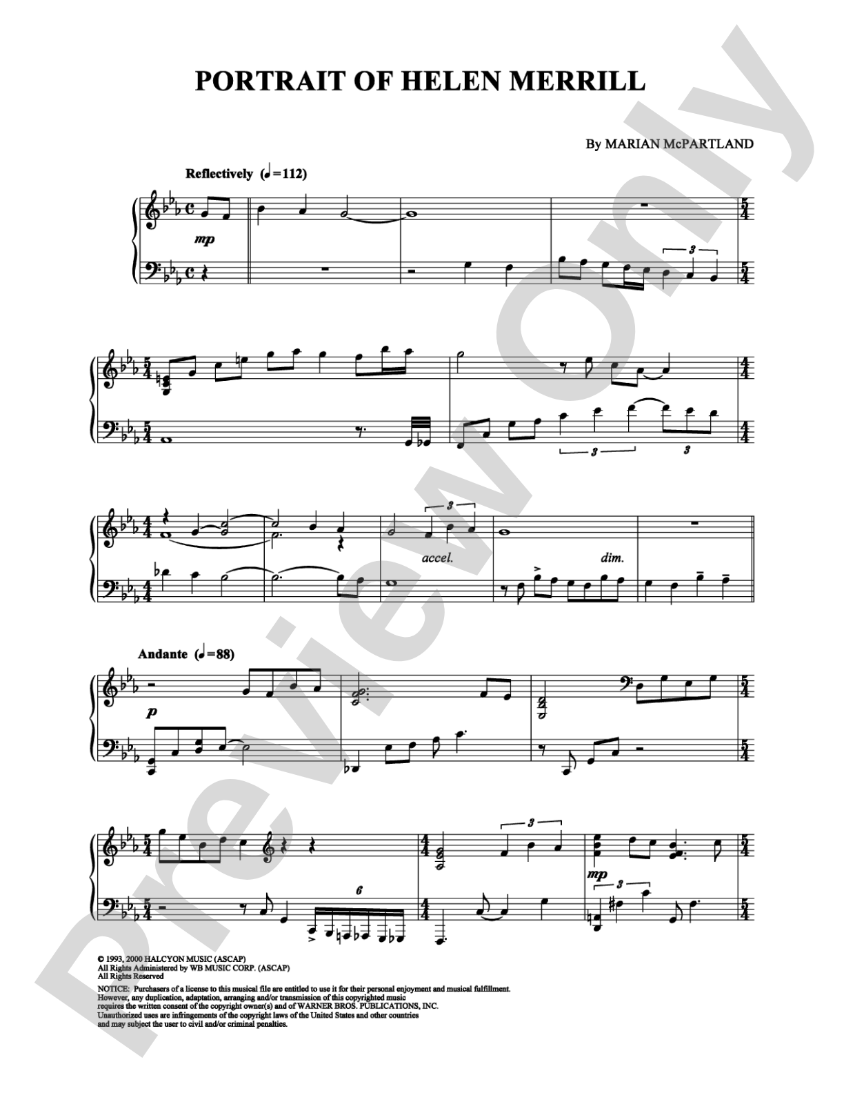 Portrait of Helen Merrill: Piano Digital Sheet Music