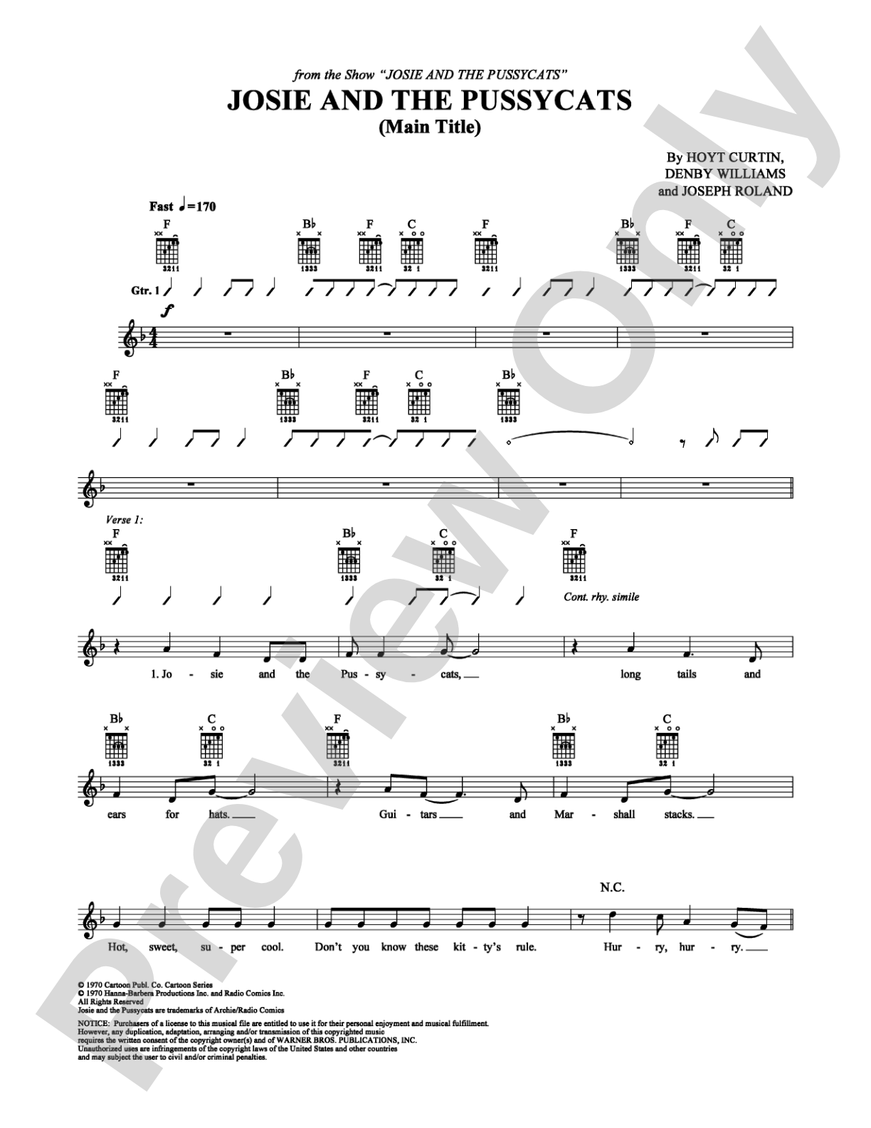 Josie and the Pussycats: Easy Guitar Digital Sheet Music