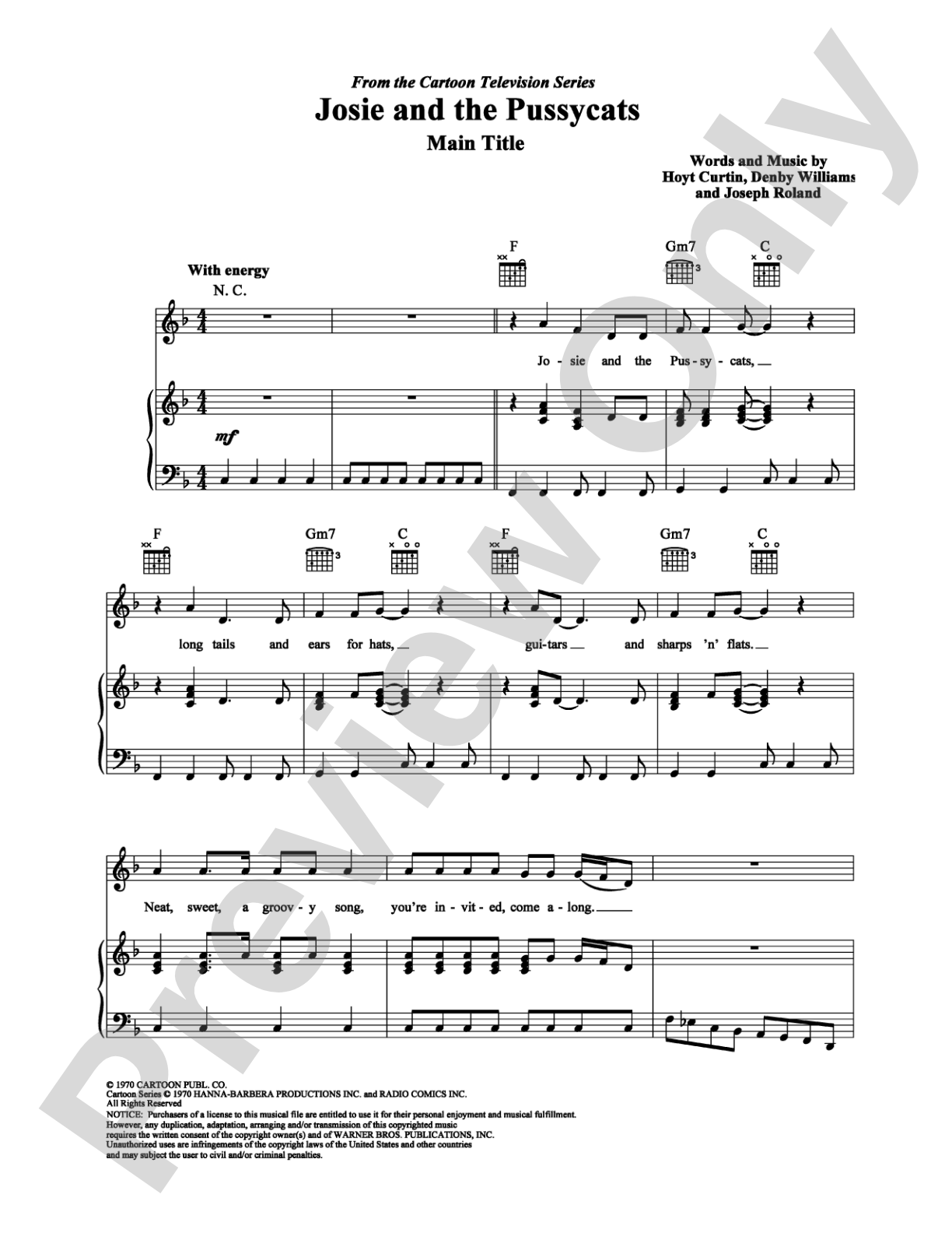 Josie and the Pussycats: Piano/Vocal/Chords Digital Sheet Music