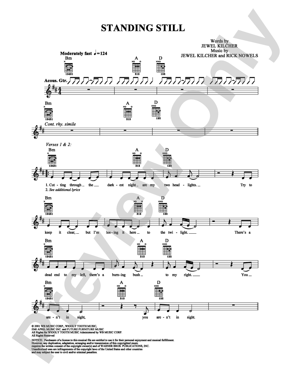 Standing Still: Guitar TAB Digital Sheet Music