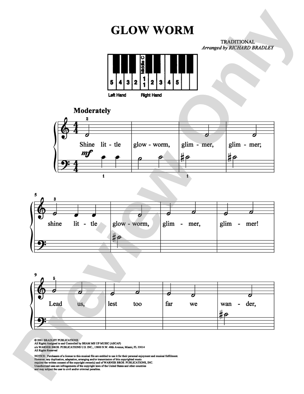 Glow Worm: Easy Piano Digital Sheet Music