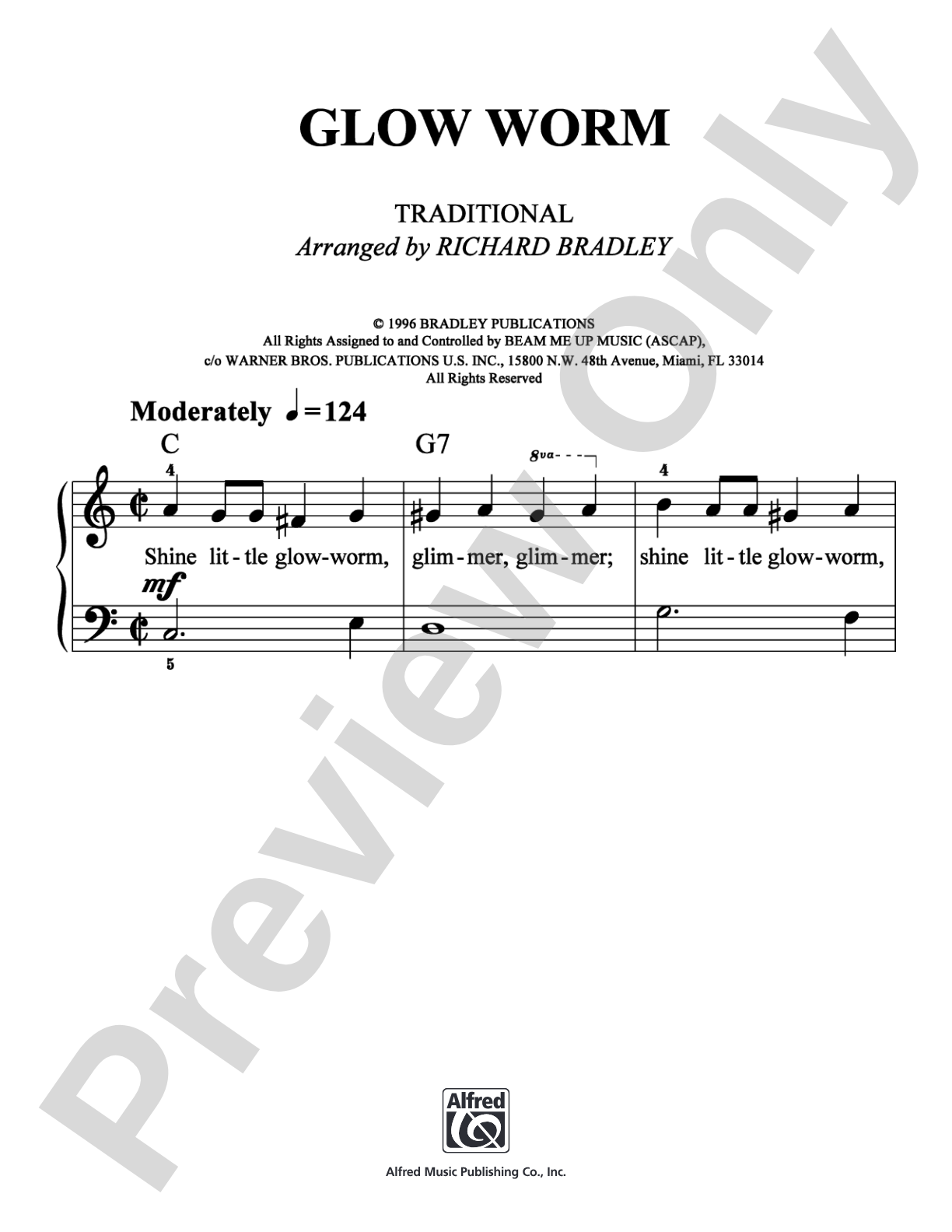 Glow Worm: Easy Piano Digital Sheet Music