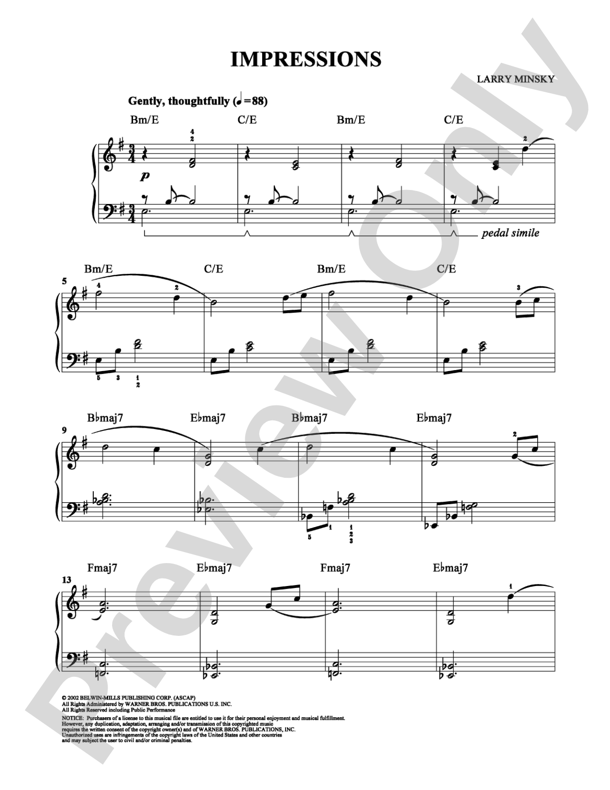 Impressions: Easy Piano Digital Sheet Music