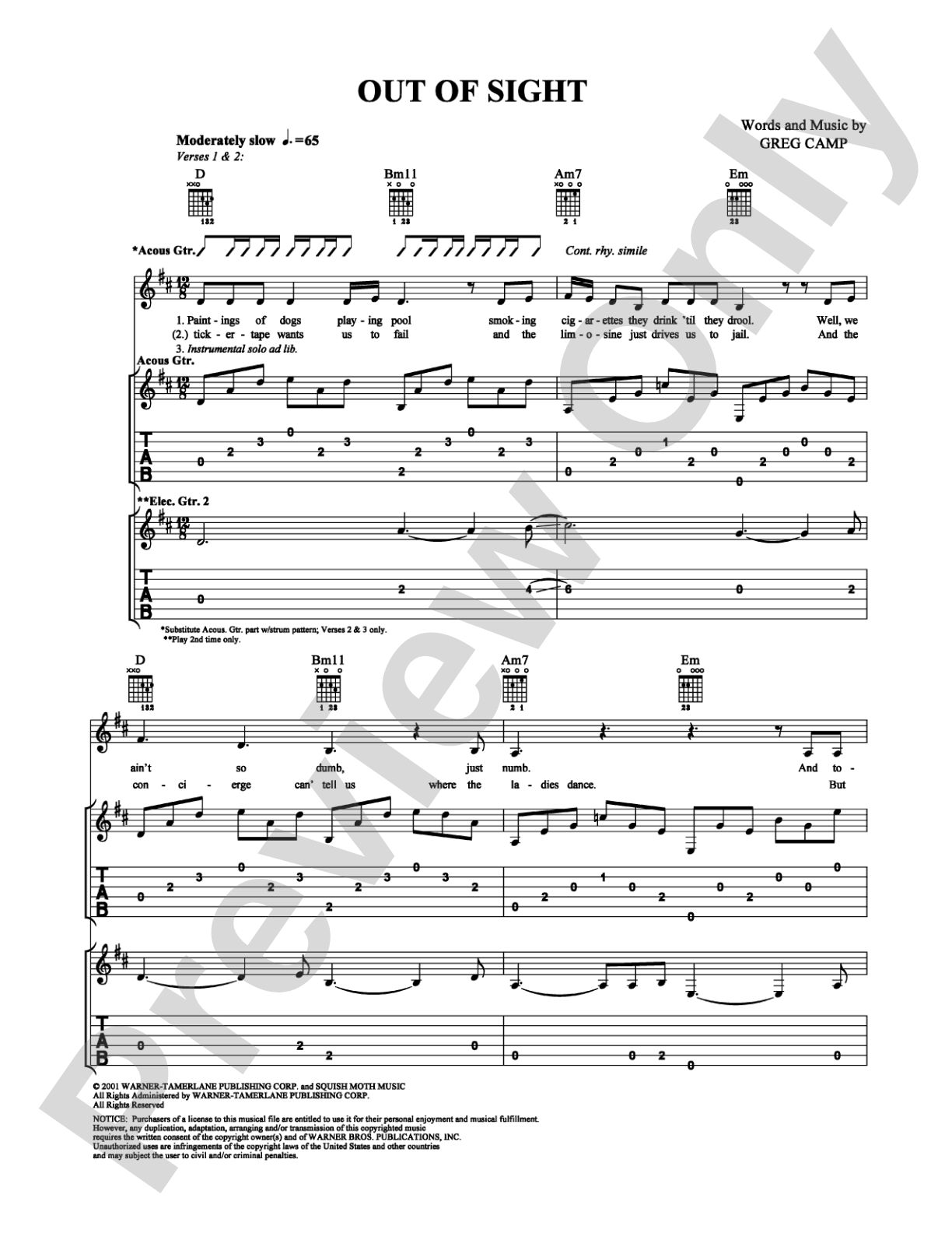 Out of Sight: Guitar TAB Digital Sheet Music