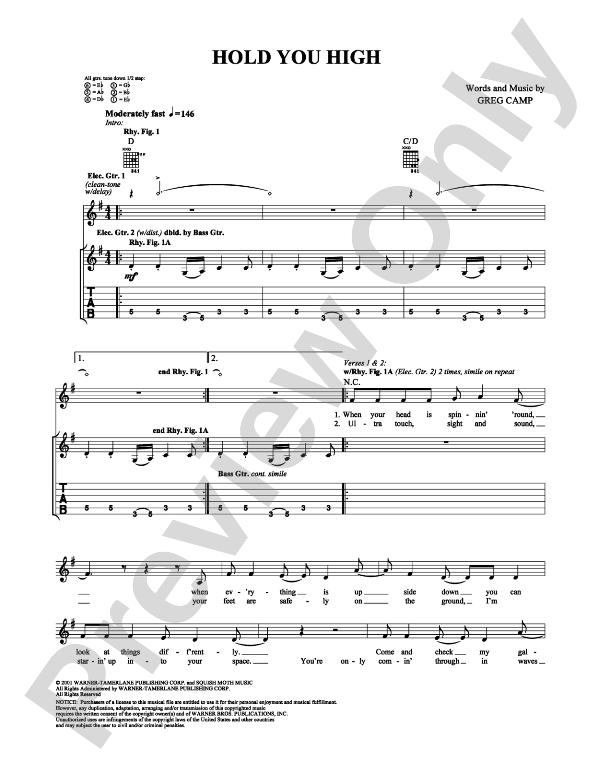 Hold You High: Guitar TAB Digital Sheet Music