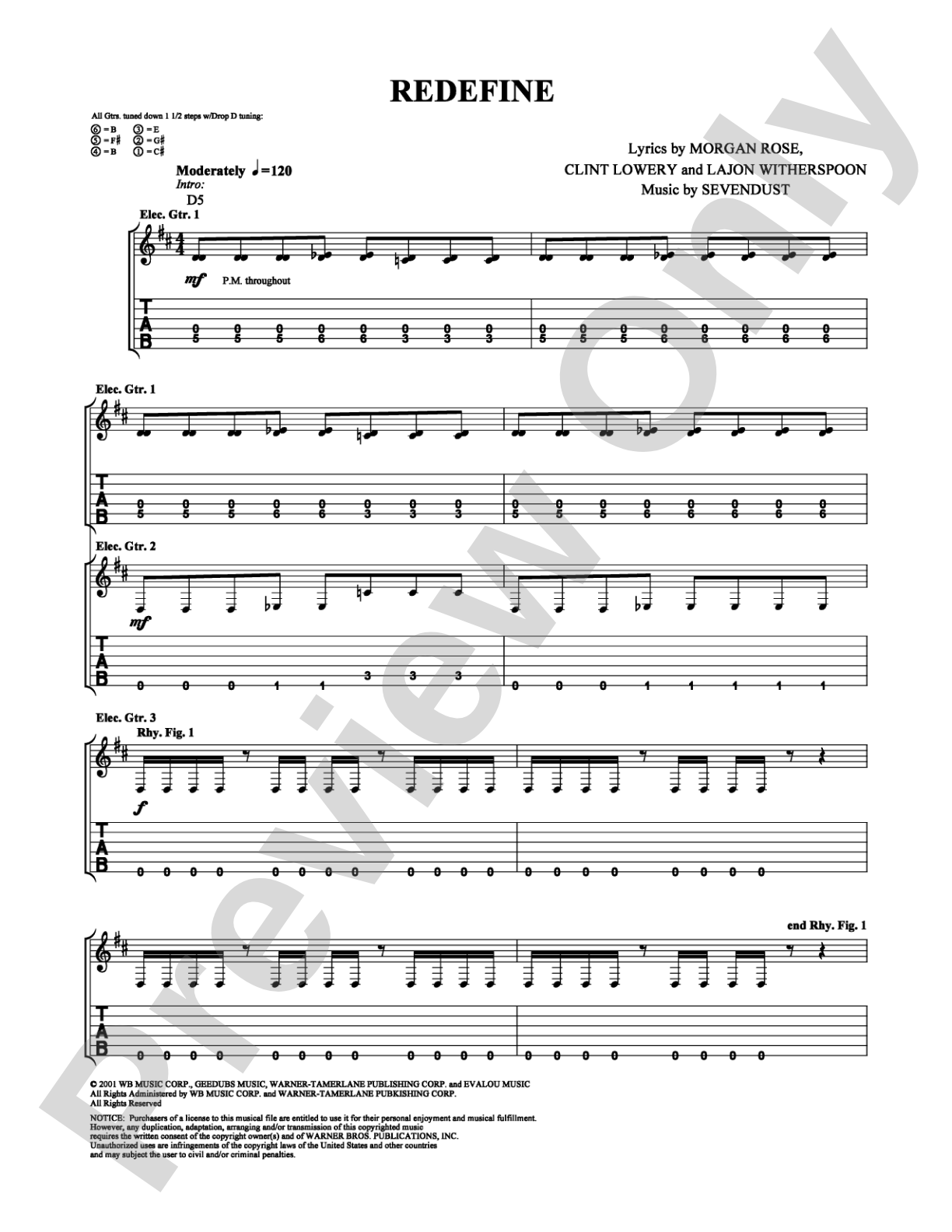 Redefine: Guitar TAB Digital Sheet Music