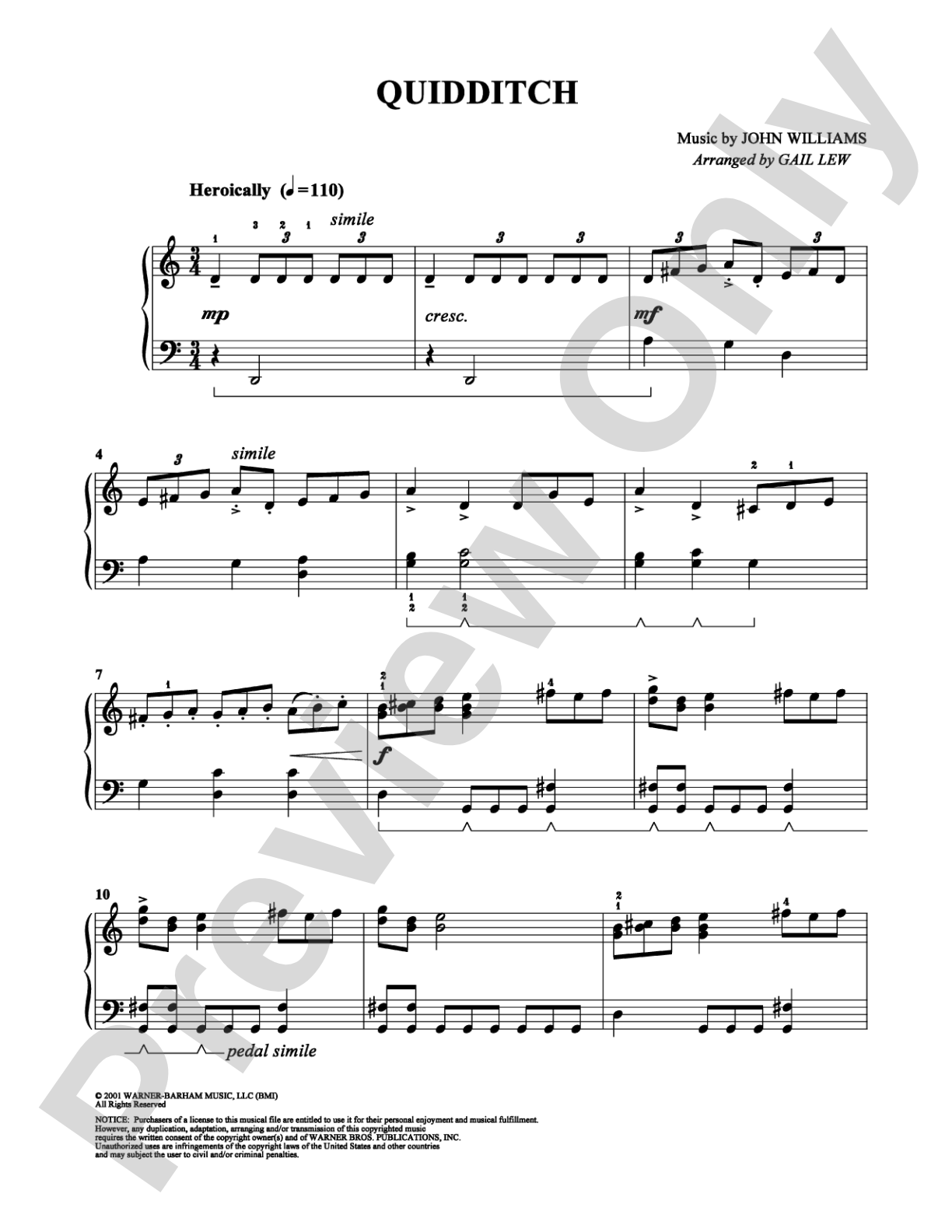 Quidditch: Easy Piano Digital Sheet Music