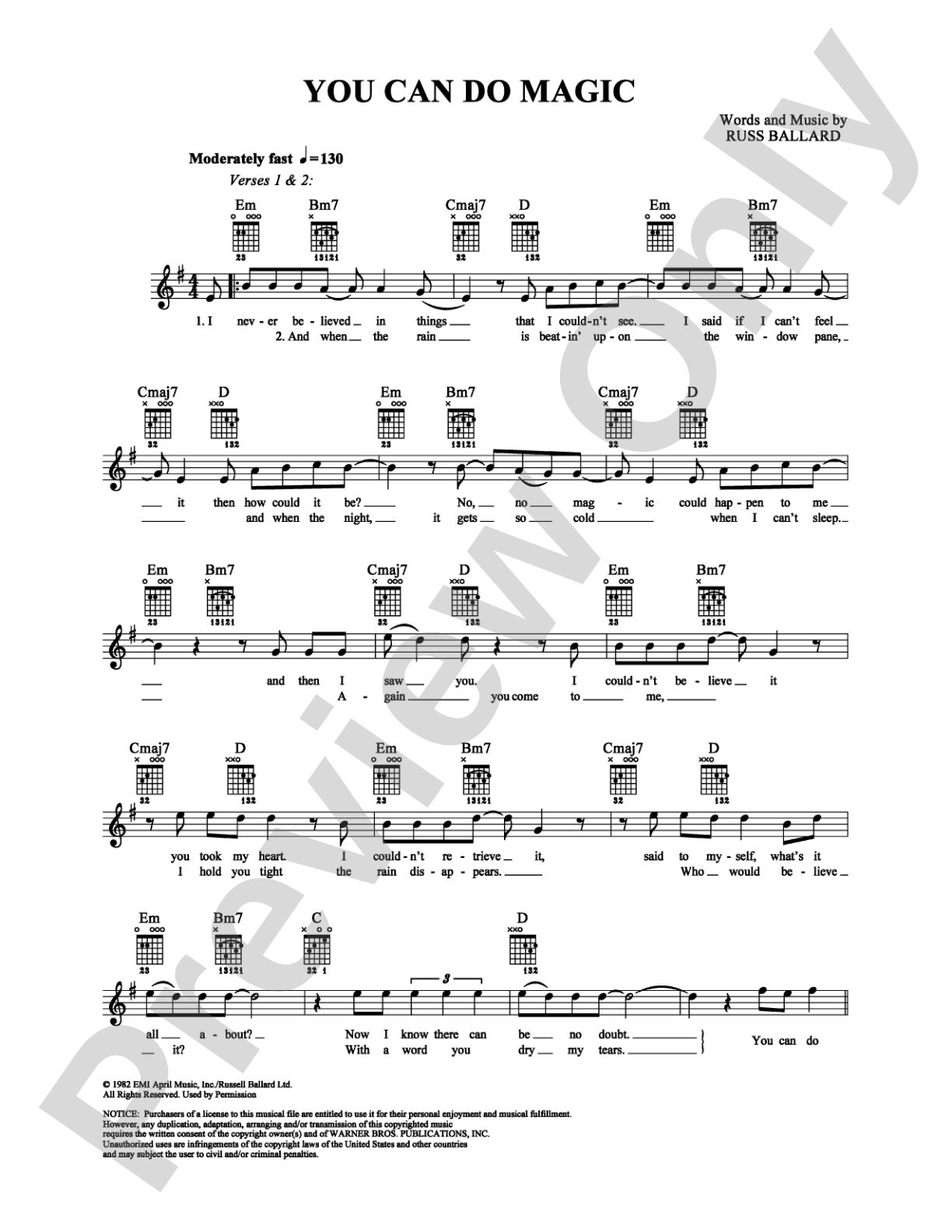 You Can Do Magic: Interm./Easy Guitar TAB