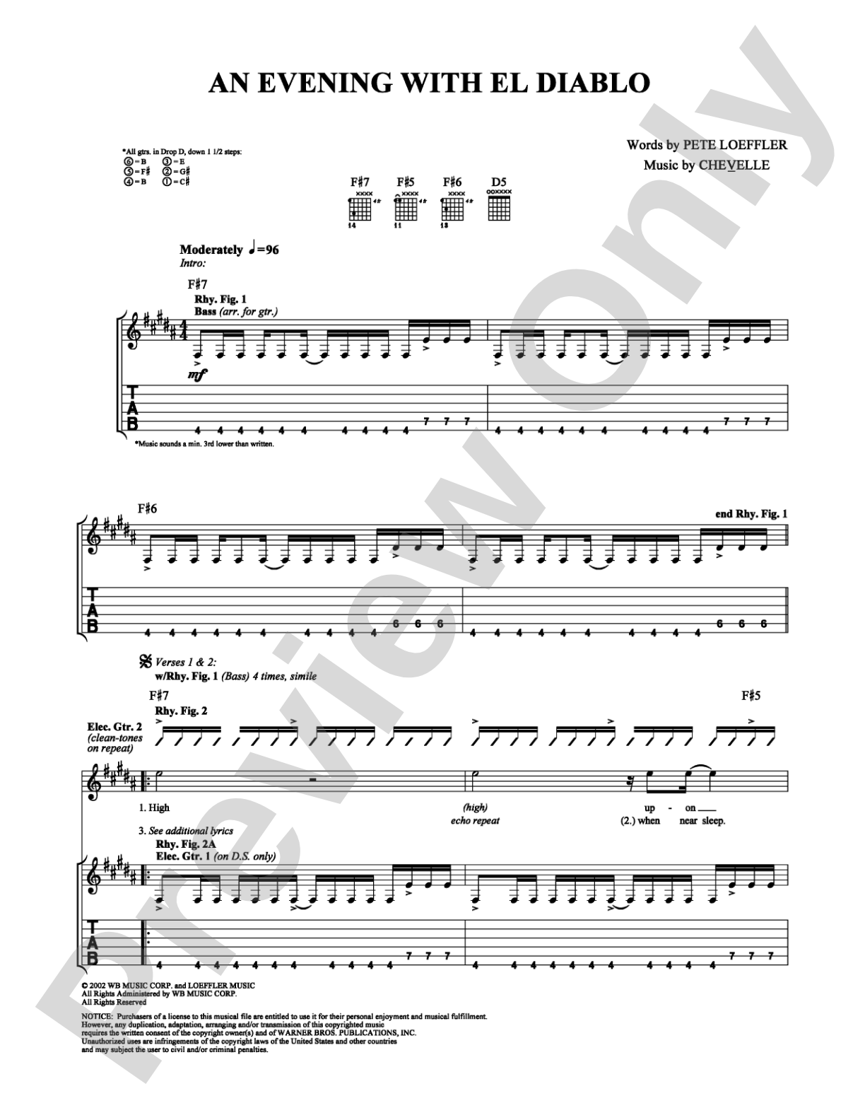 An Evening with El Diablo: Guitar TAB Digital Sheet Music