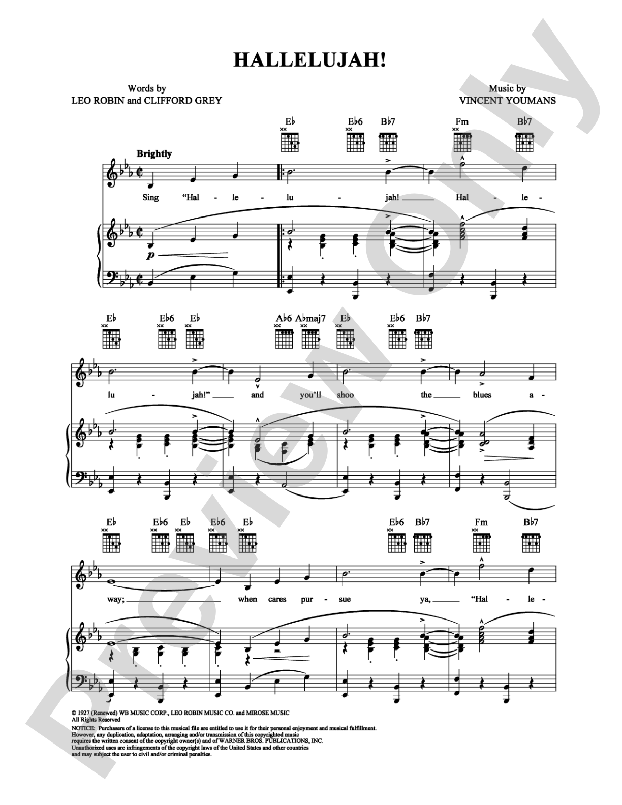 Hallelujah!: Piano/Vocal/Chords Digital Sheet Music