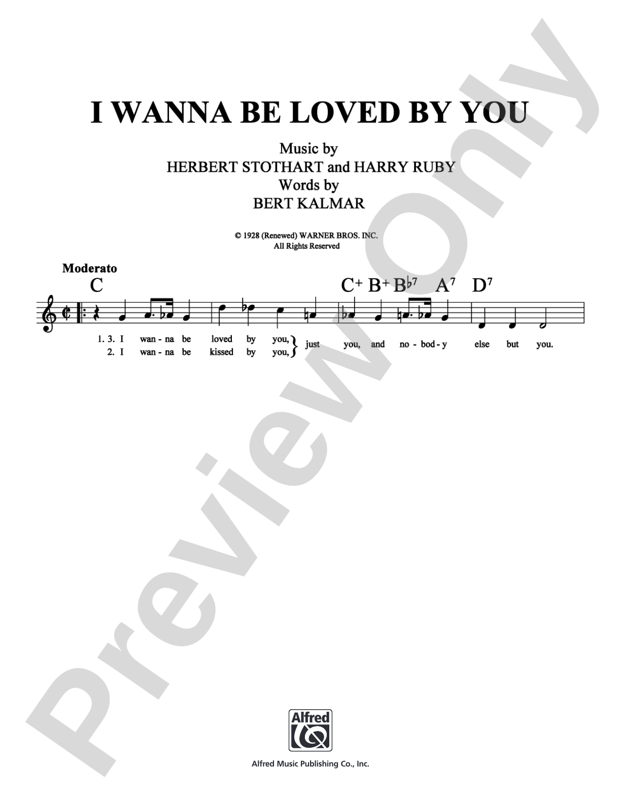 I Wanna Be Loved By You: Lead Sheet Digital Sheet Music