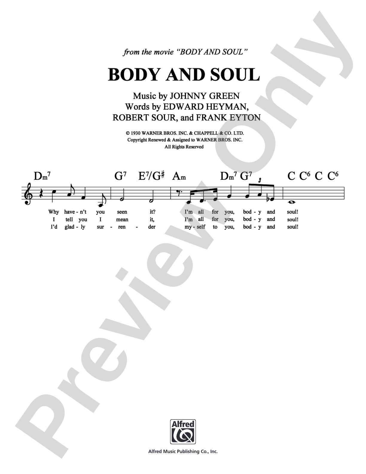 Body and Soul: Lead Sheet Digital Sheet Music