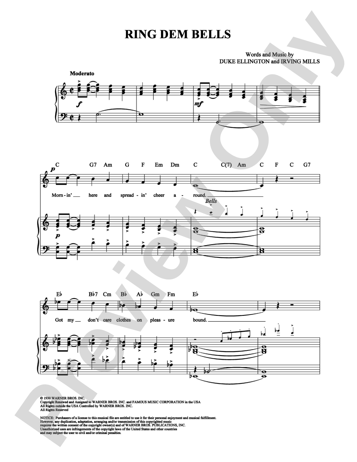 Ring Dem Bells: Piano/Vocal/Chords Digital Sheet Music