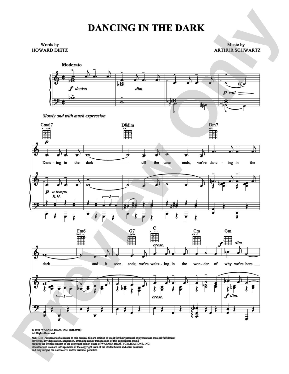 Dancing in the Dark: Piano/Vocal/Chords Digital Sheet Music