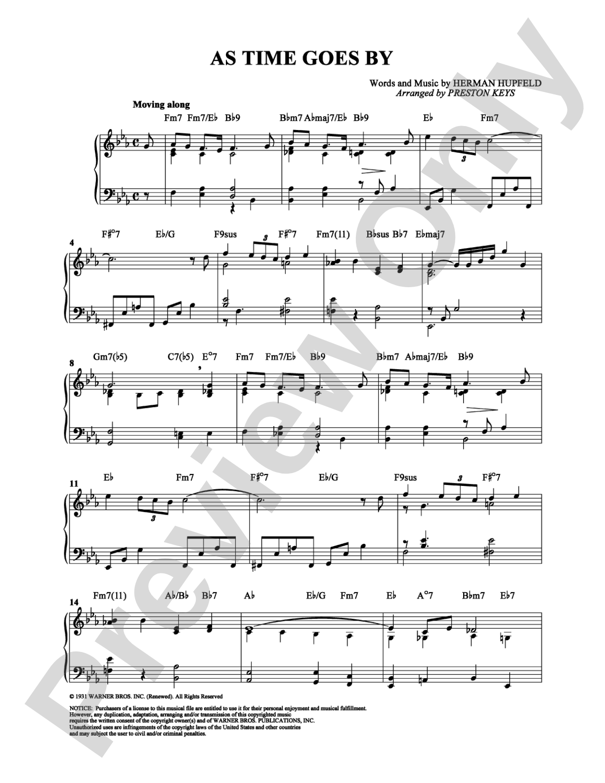As Time Goes By: Piano Digital Sheet Music