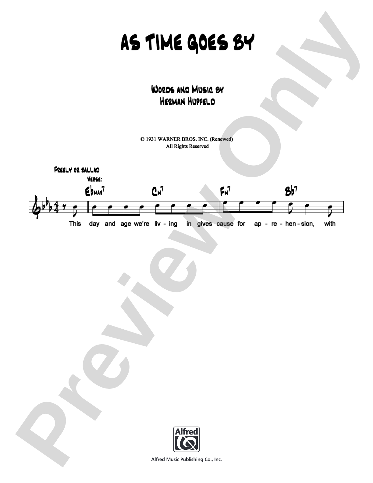As Time Goes By: Lead Sheet Digital Sheet Music