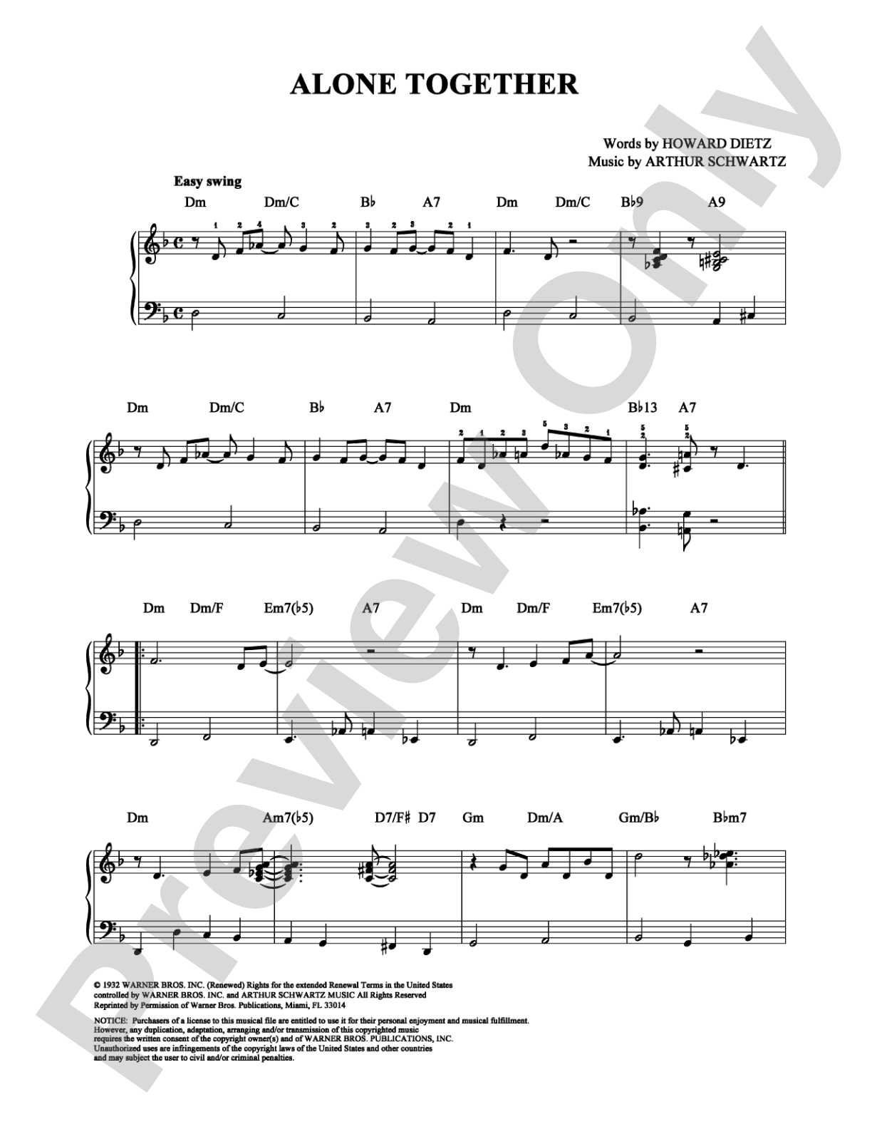 Alone Together: Piano Digital Sheet Music