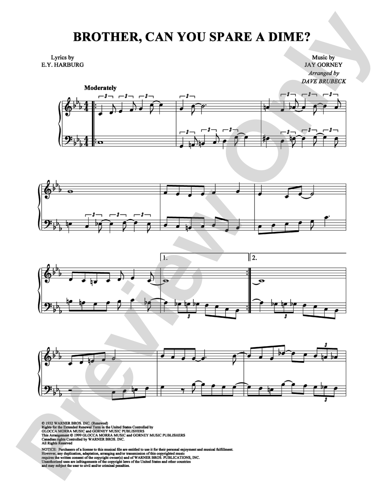 Brother, Can You Spare a Dime?: Piano Digital Sheet Music