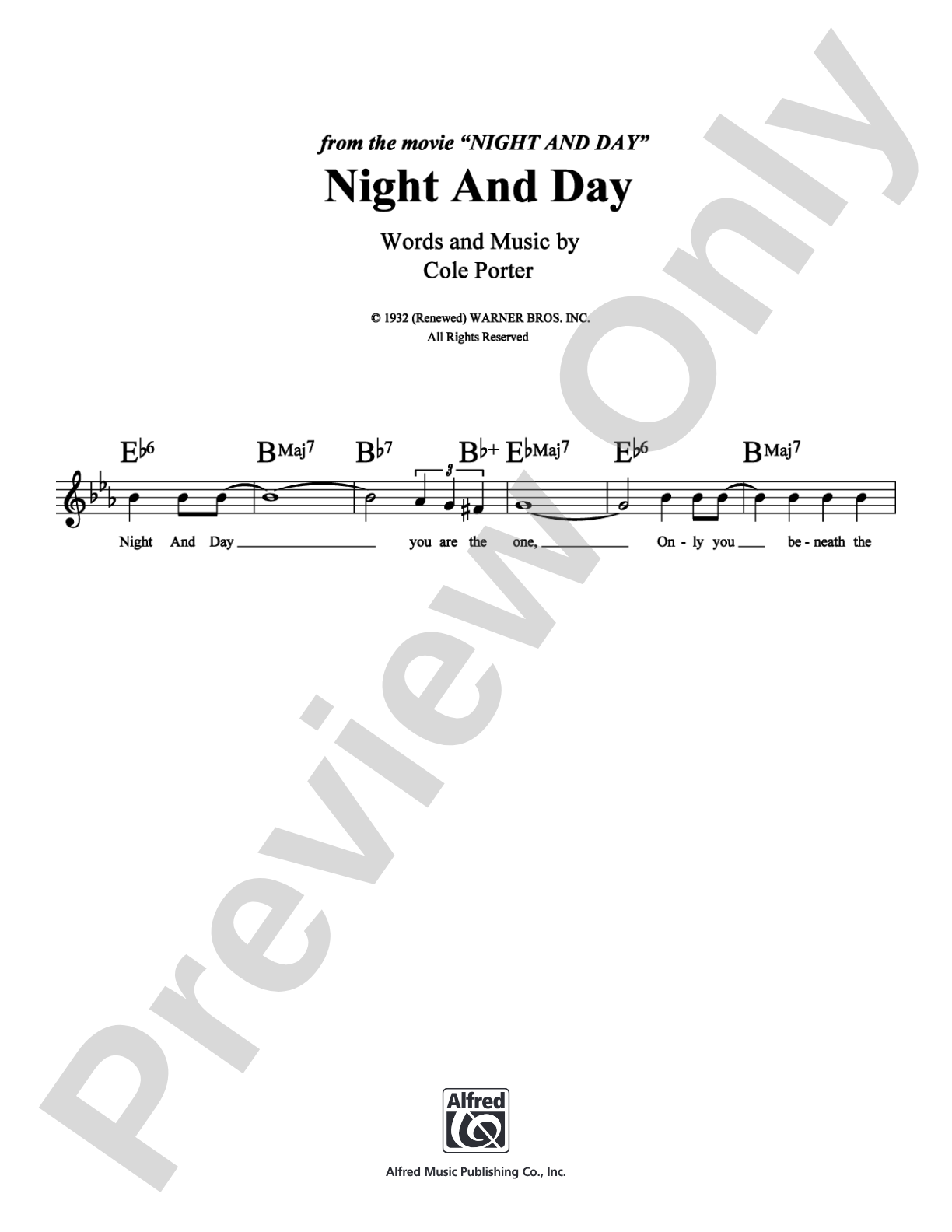 Night and Day: Lead Sheet Digital Sheet Music