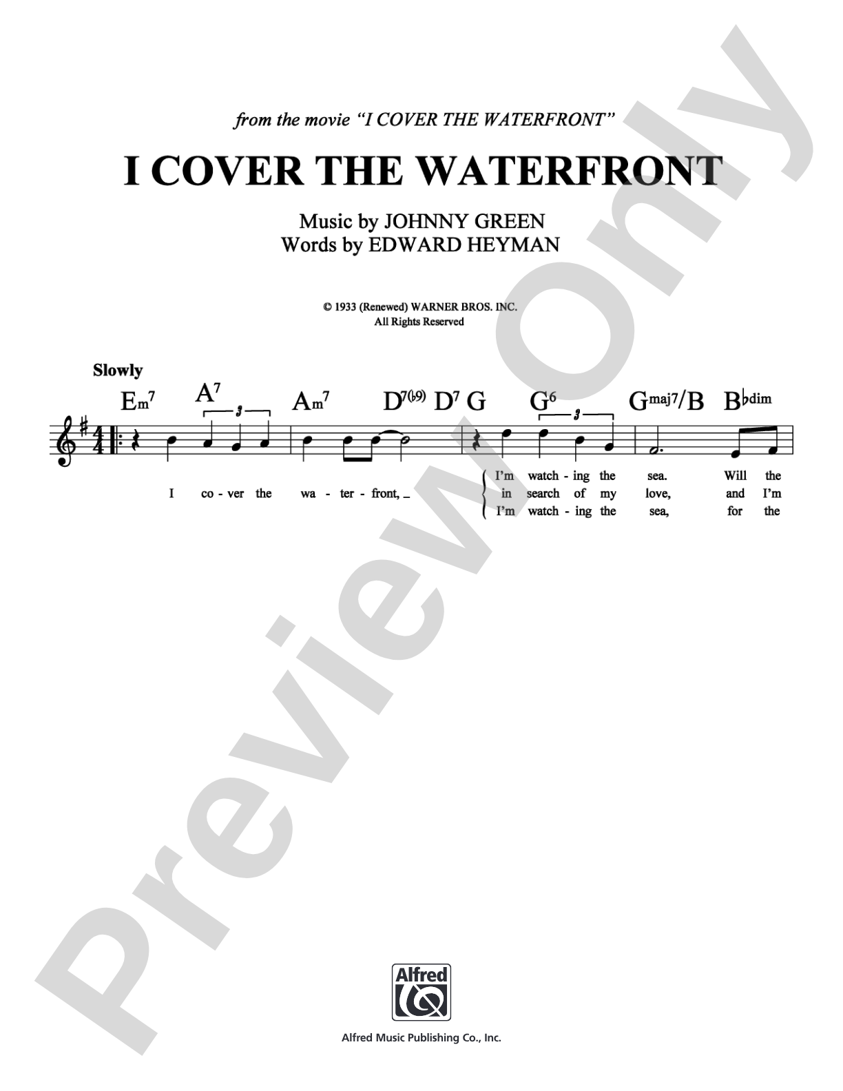 I Cover the Waterfront: Lead Sheet Digital Sheet Music