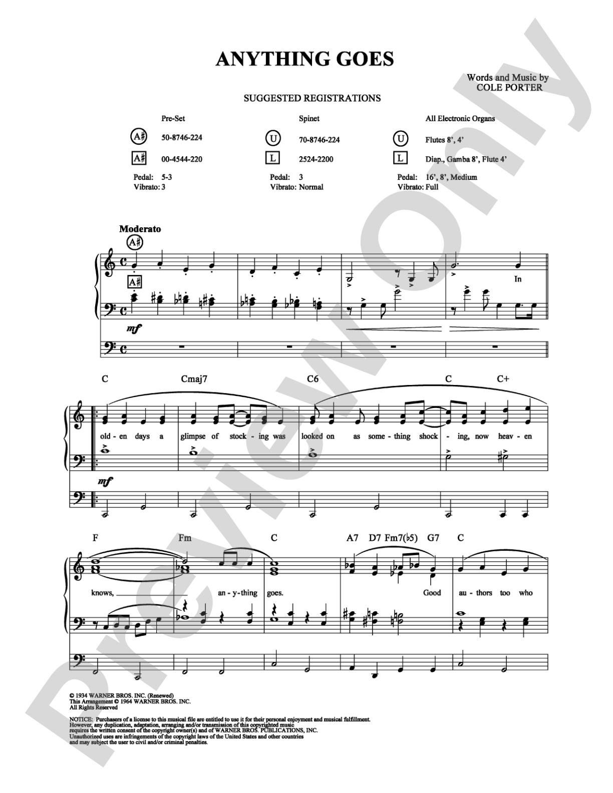 Anything Goes: Organ Digital Sheet Music