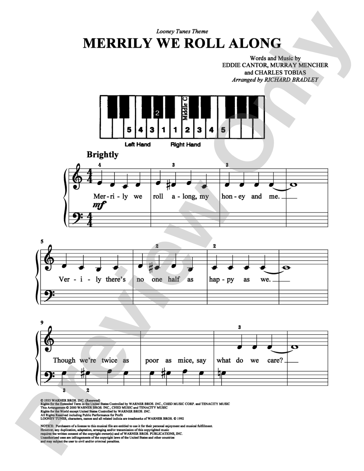Merrily We Roll Along: Easy Piano Digital Sheet Music