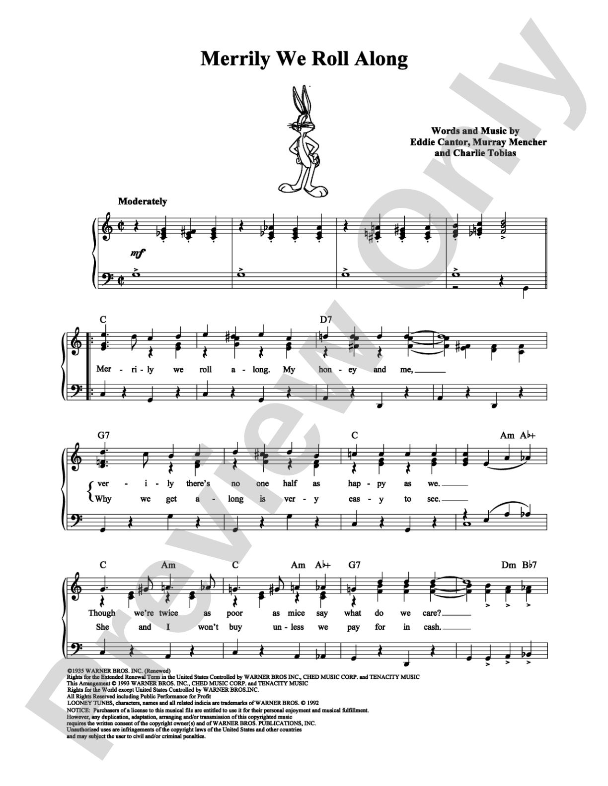 Merrily We Roll Along: Piano/Vocal/Chords Digital Sheet Music