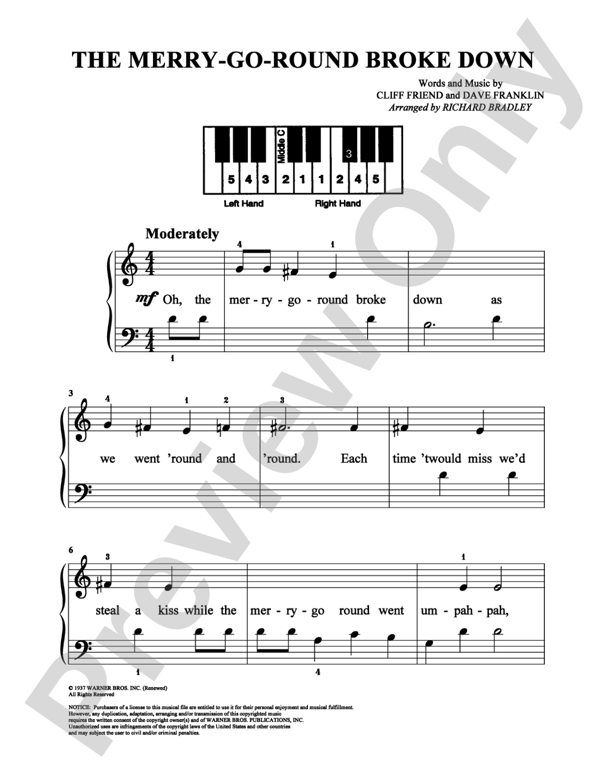 The Merry-Go-Round Broke Down: Easy Piano Digital Sheet Music