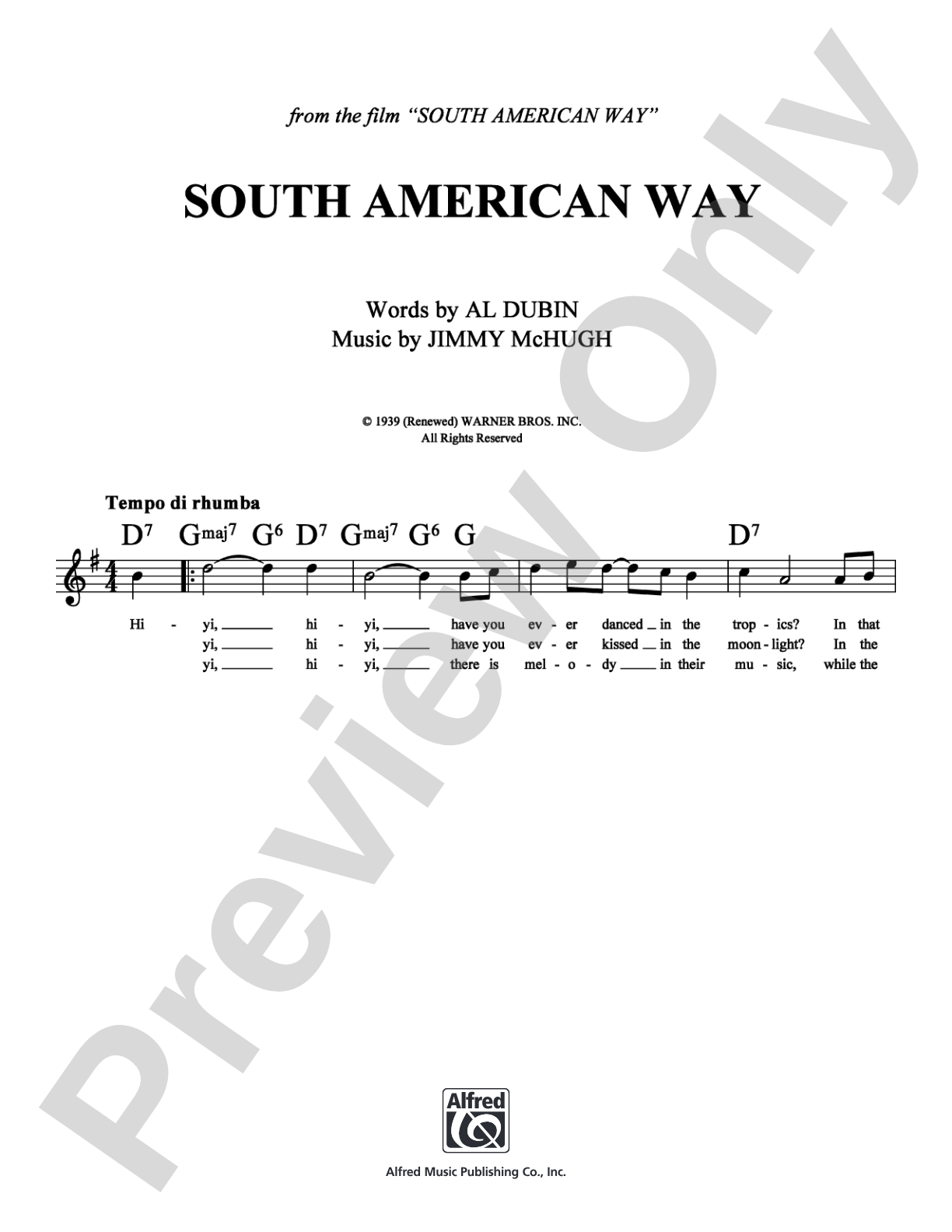 South American Way: Lead Sheet Digital Sheet Music