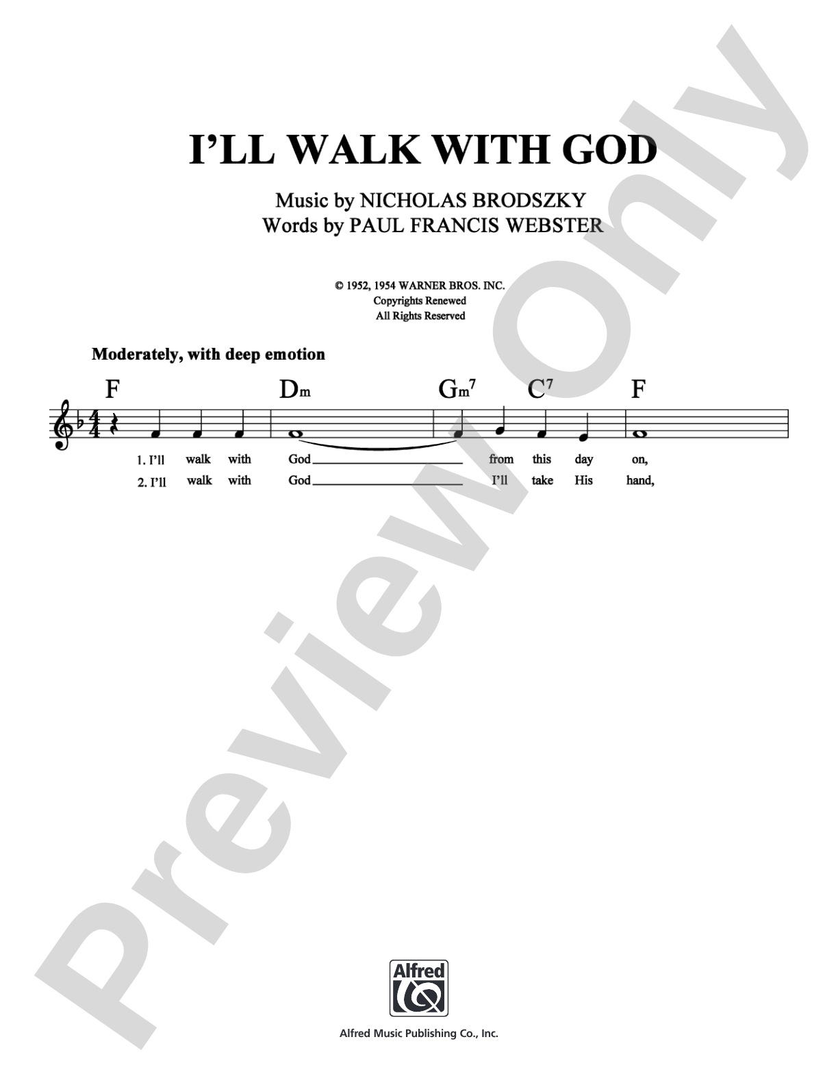 I'll Walk With God: Lead Sheet Digital Sheet Music