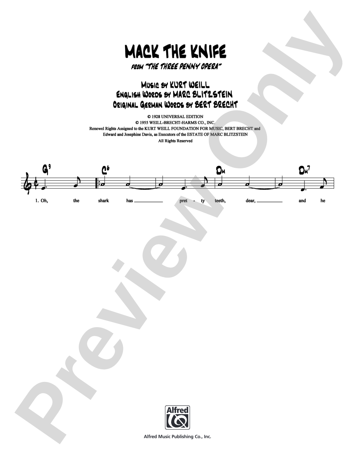 Mack the Knife: Lead Sheet Digital Sheet Music