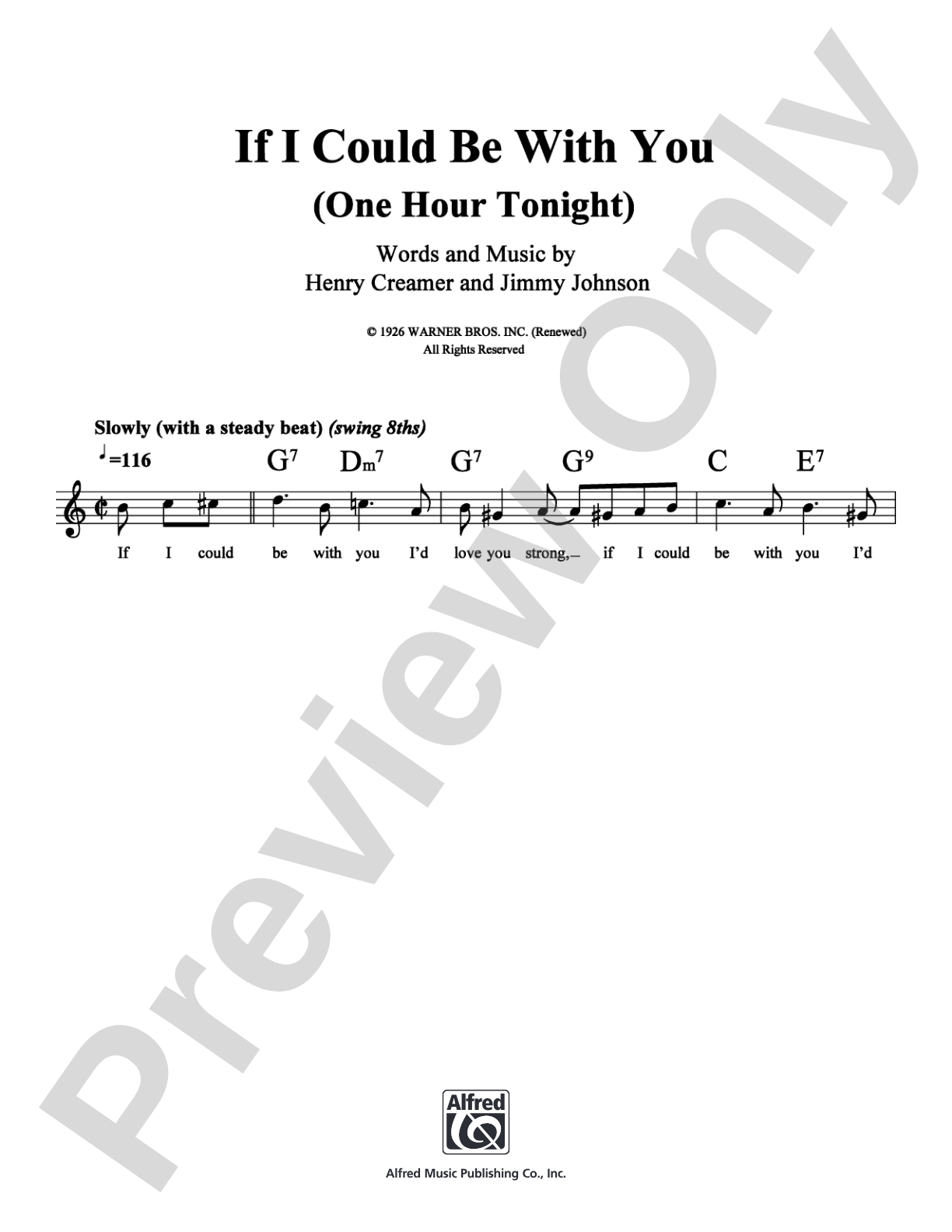If I Could Be With You (One Hour Tonight): Lead Sheet Digital Sheet Music