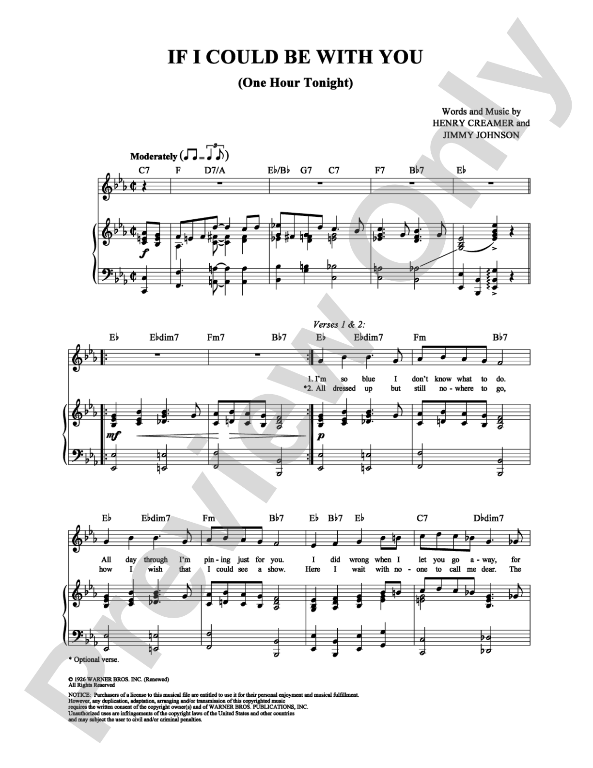 If I Could Be With You: Piano/Vocal/Chords Digital Sheet Music