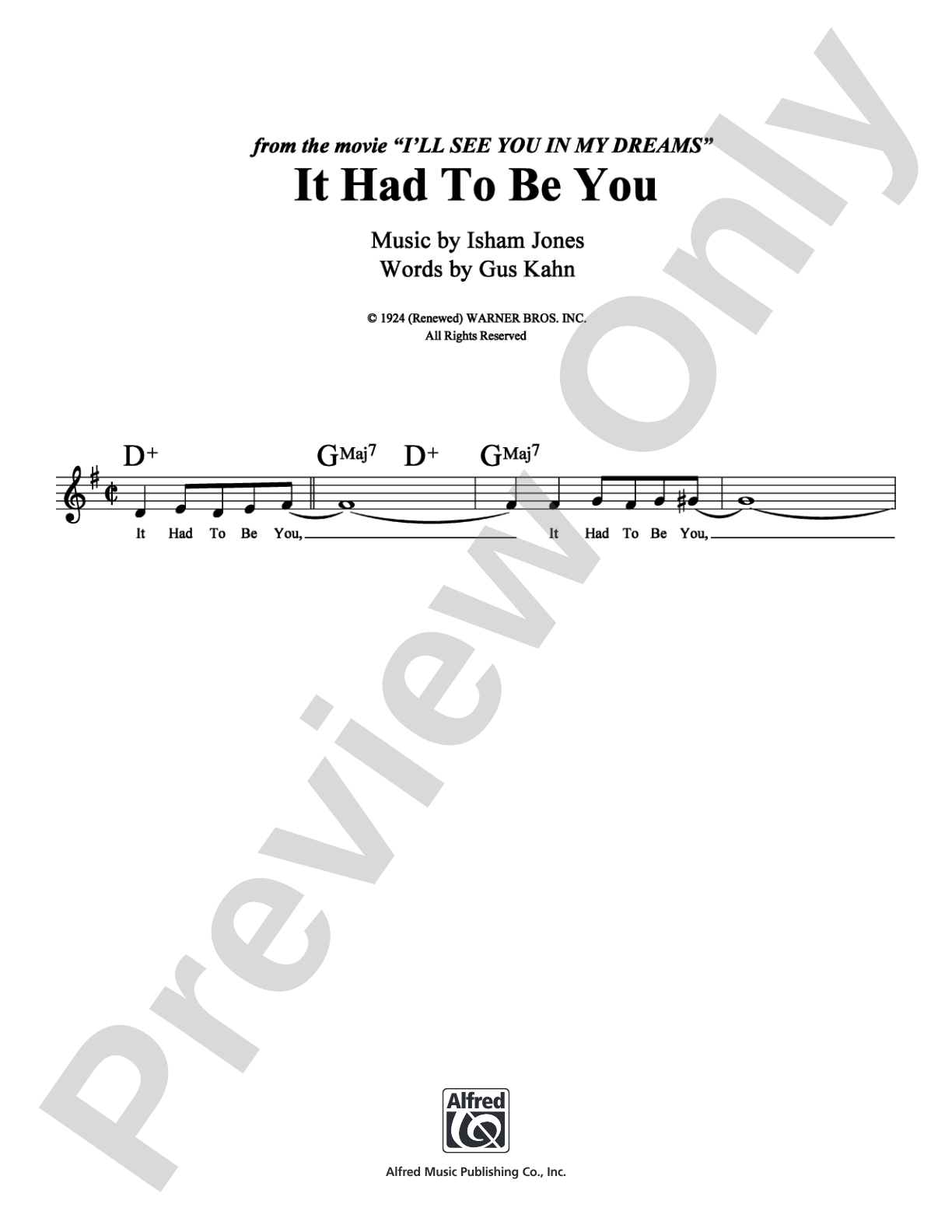 It Had to Be You: Lead Sheet Digital Sheet Music