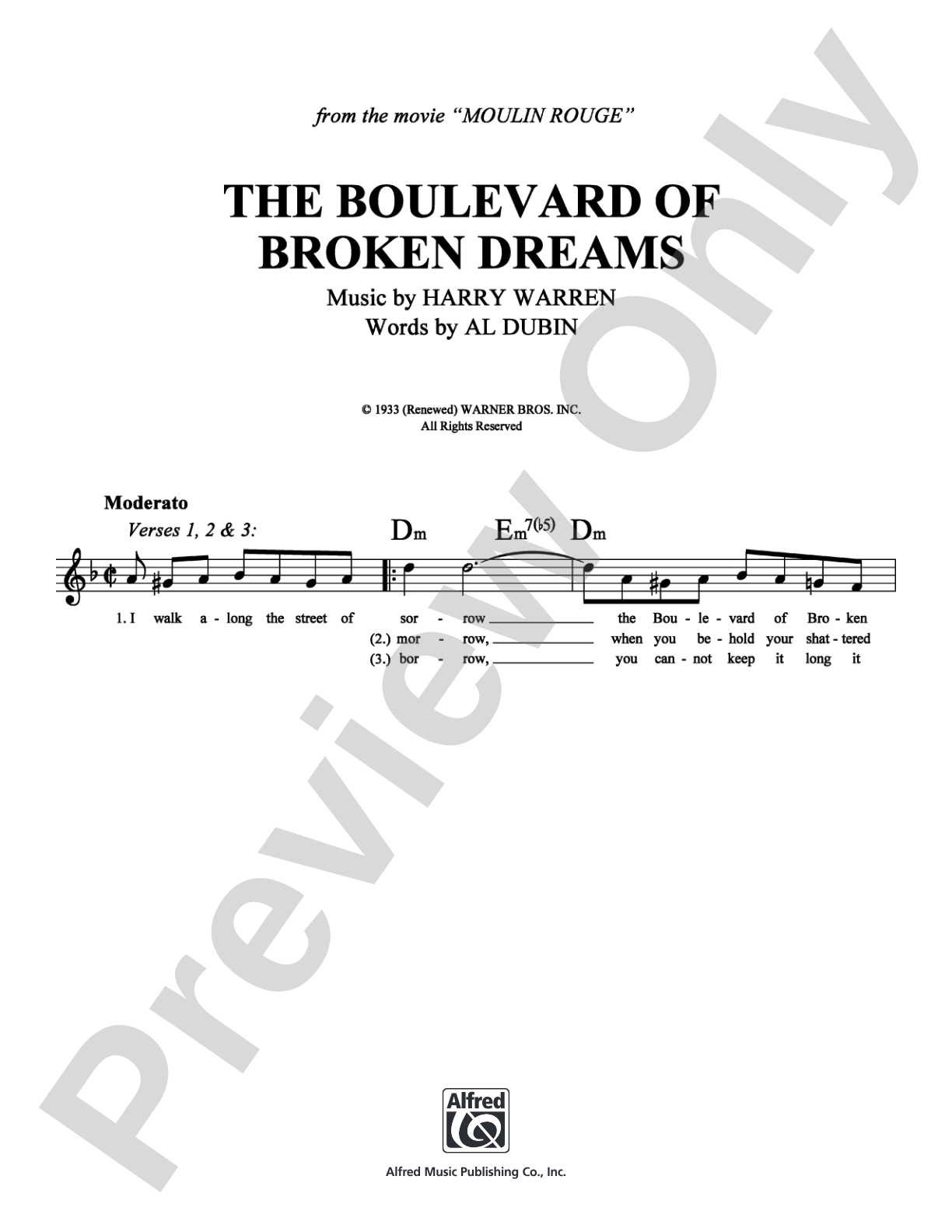 The Boulevard of Broken Dreams: Lead Sheet Digital Sheet Music