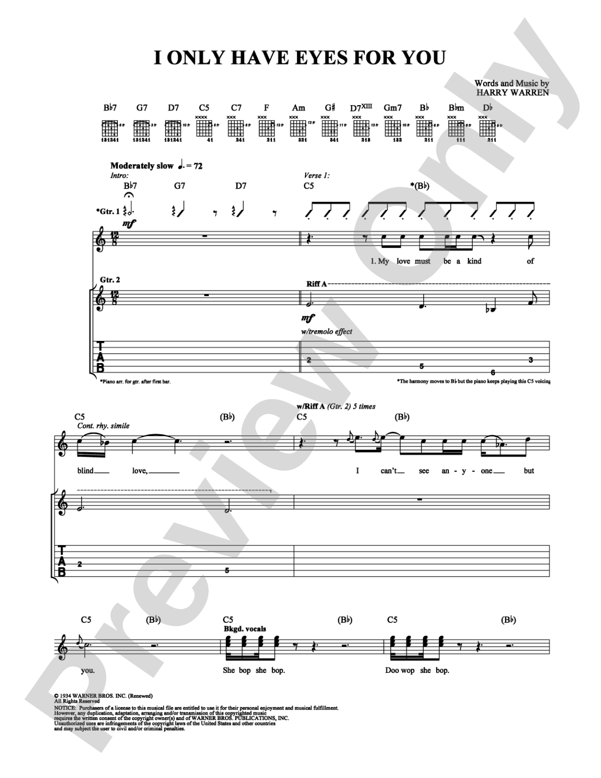 I Only Have Eyes for You: Guitar TAB Digital Sheet Music