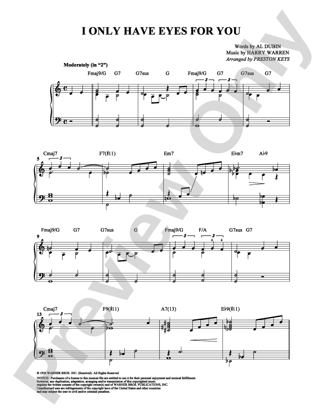 I Only Have Eyes For You: Piano Digital Sheet Music