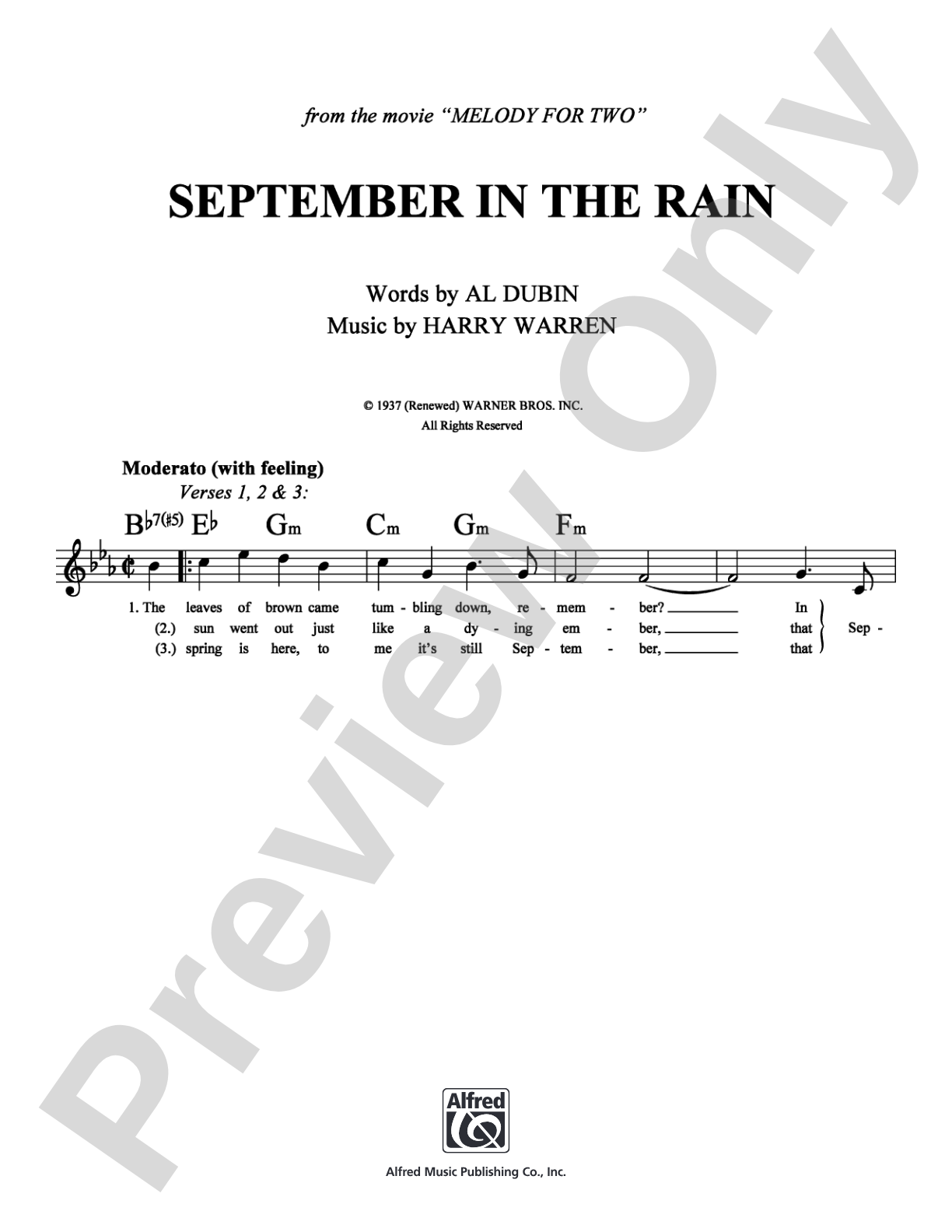 September in the Rain: Lead Sheet Digital Sheet Music